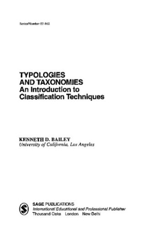 Typologies and taxonomies: An introduction to classification techniques ...